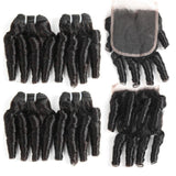 10A Grade 3/4 Spring Curl Fumi Human Hair bundles with 4x4 Closures &